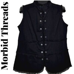 Morbid Threads Sleeveless Top Black Lace Trim XXL